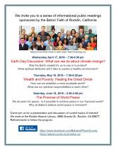 Baha'i Public Meetings April-June 2019